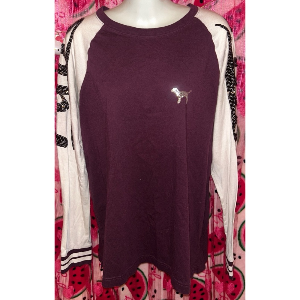 💜 PINK Long Sleeve Sequin Top